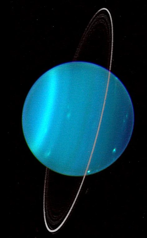 Keck Telescope infrared views of Uranus showing atmospheric features and ring structure