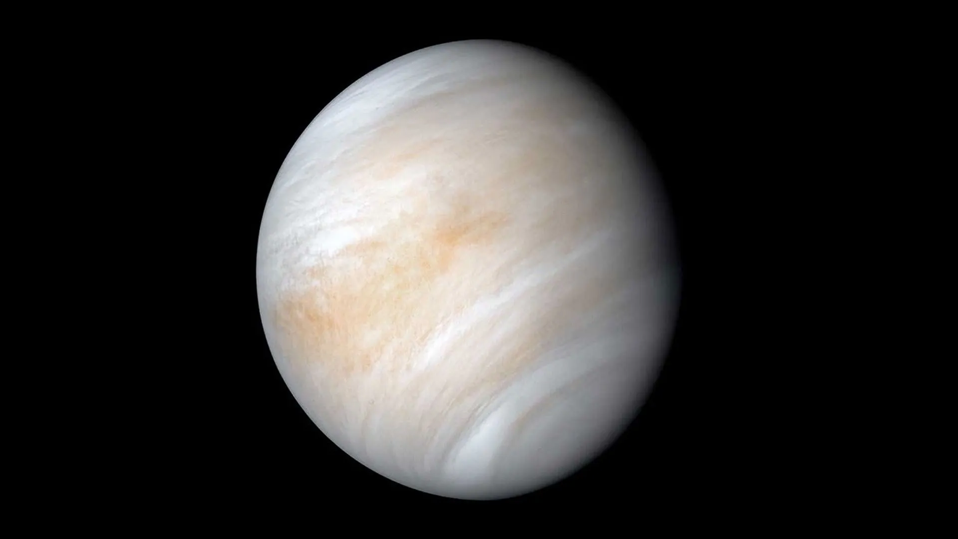 Venus as seen by NASA’s Mariner 10 spacecraft, showing its dense cloud-covered atmosphere